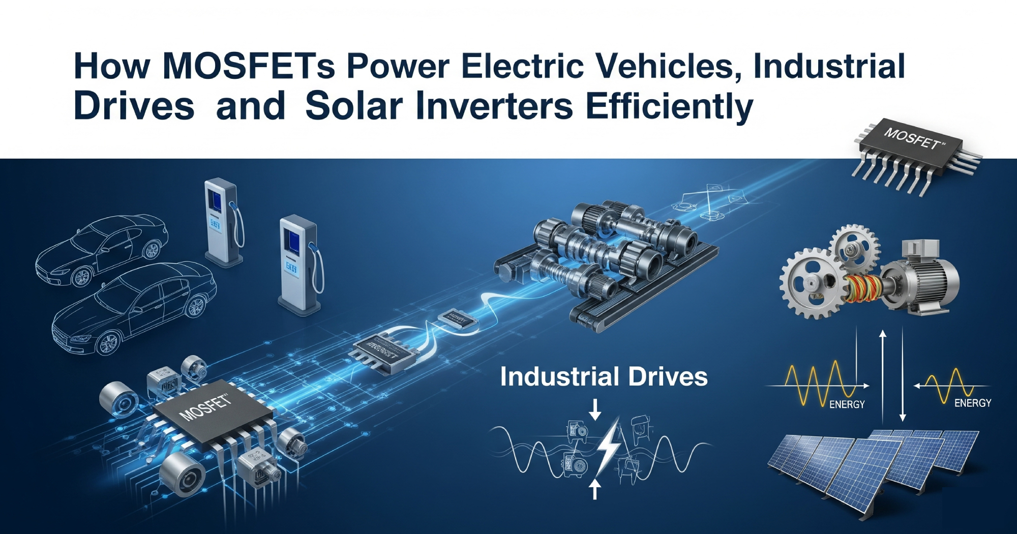 How MOSFETs Power Electric Vehicles, Industrial Drives and Solar Inverters Efficiently